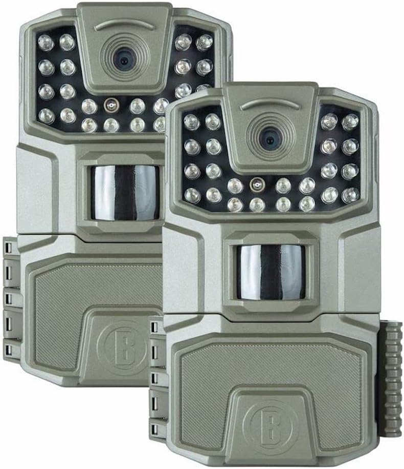 Bushnell Spot-On 2-Pack Low Glow 18MP Trail Camera Combo, 50 ft Low Glow IR Flash, 60 ft PIR Motion Range, Waterproof & Rugged