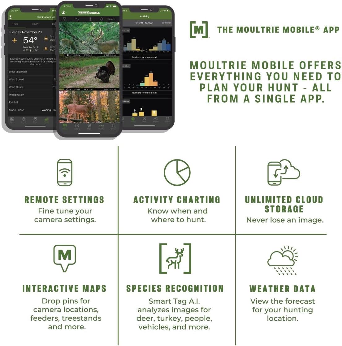 Moultrie Edge Cellular Trail Camera - Edge and Edge 2 - Nationwide 4G LTE - HD Video-Audio - Built in Memory - Cloud Storage