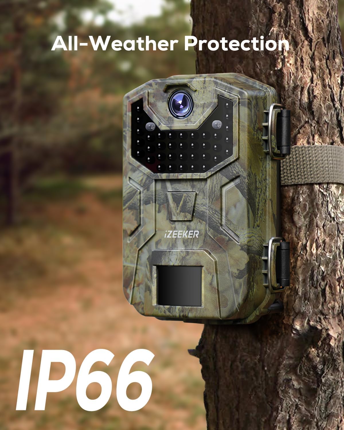 iZEEKER Trail Camera, 32MP 1080P Game Camera with 940nm No Glow Night Vision Motion Activated 0.2s Trigger Time, IP66 Waterproof, Hunting Camera for Wildlife Monitoring Outdoor Security Deer Scouting