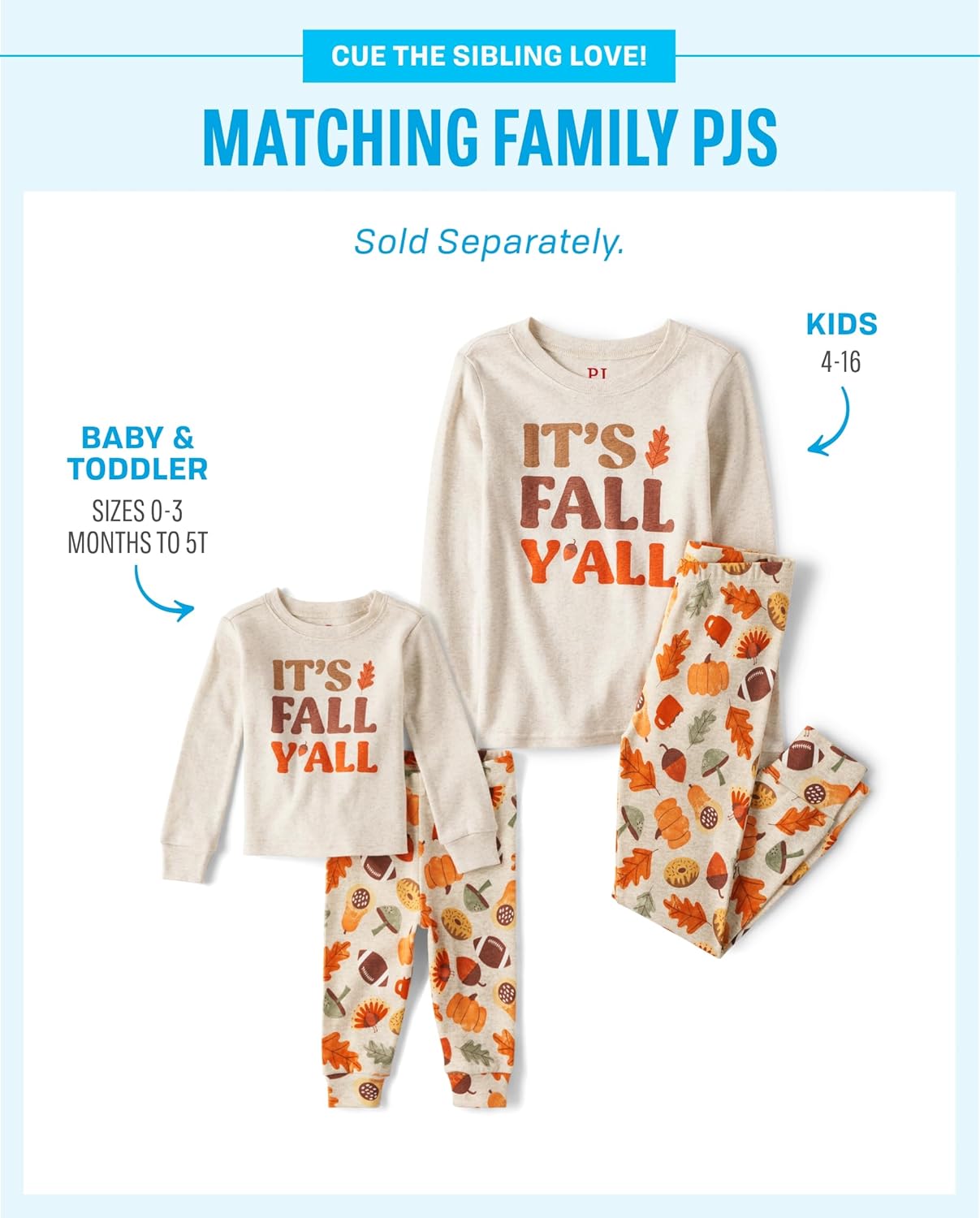The Children's Place Baby Family Matching, Fall Harvest Pajama Sets, Cotton