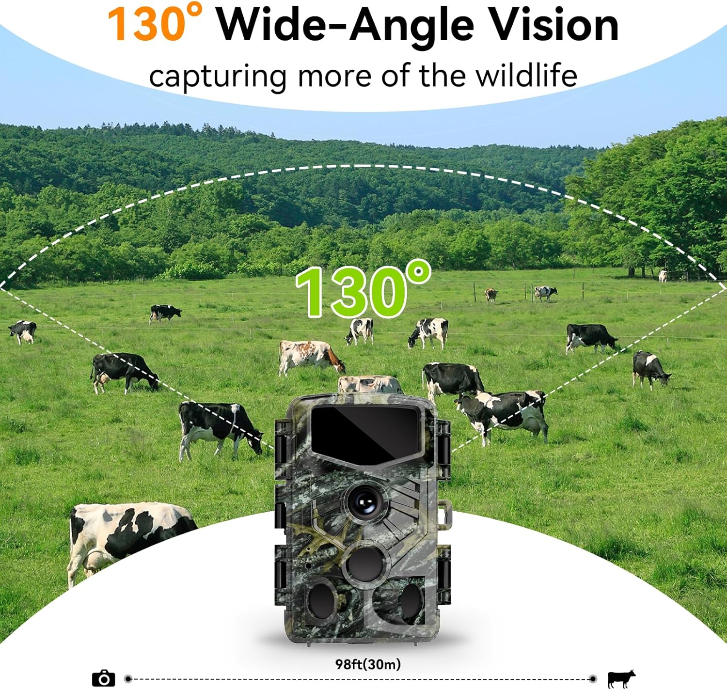 Trail Camera, 48MP 4K Game Camera with 0.1s Trigger Time, 130°Wide-Angle, Trail Cameras with Night Vision Motion Activated Waterproof IP66, 2.0”Screen Hunting Camera for Wildlife Monitoring