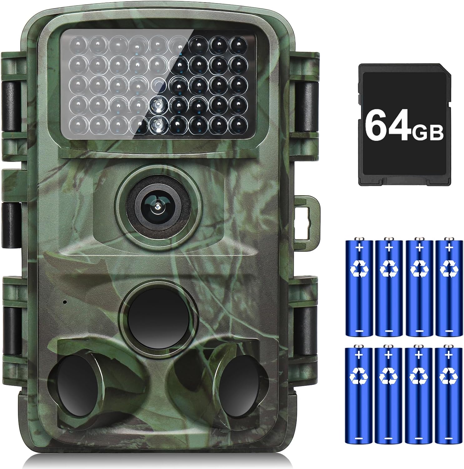 KJK Trail Camera - 4K 64MP Game Camera with Night Vision, 0.05s Trigger Motion Activated Trail Cam, IP67 Waterproof, 130 Wide-Angle with 45pcs No Glow Infrared LEDs for Outdoor Wildlife