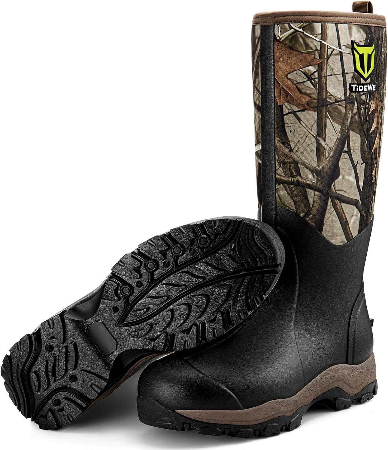 TIDEWE Hunting Boot for Men, Insulated Waterproof Sturdy 16" Men's Hunting Boot, 6mm Neoprene and Rubber Outdoor Boot (400g Insulated & Standard)