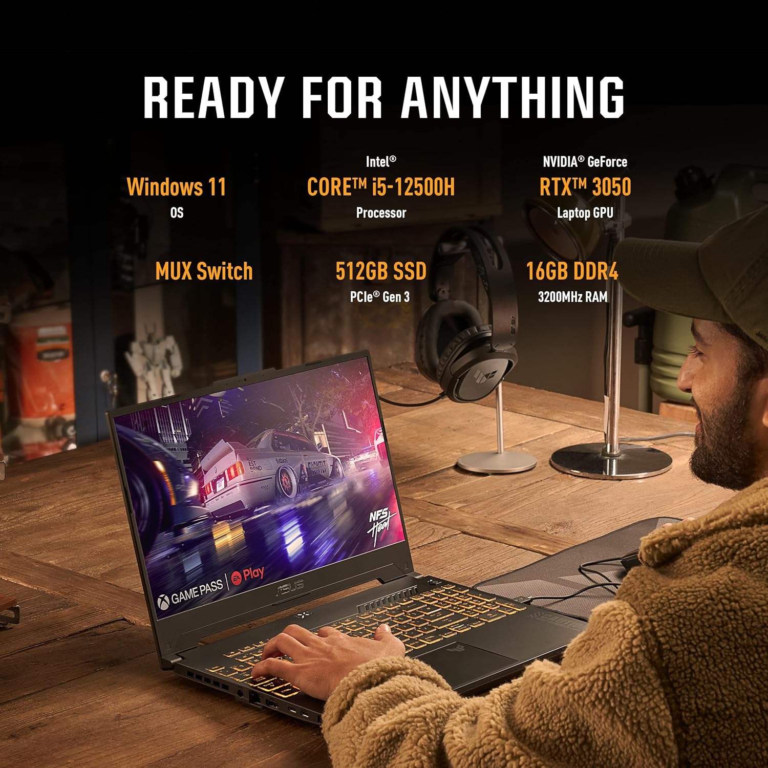 ASUS TUF Gaming F17 (2023) Gaming Laptop, 17.3” FHD 144Hz Display, GeForce RTX 3050, Intel Core i5-12500H, 16GB DDR4, 512GB PCIe SSD, Wi-Fi 6, Windows 11, FX707ZC-ES53,Mecha Gray